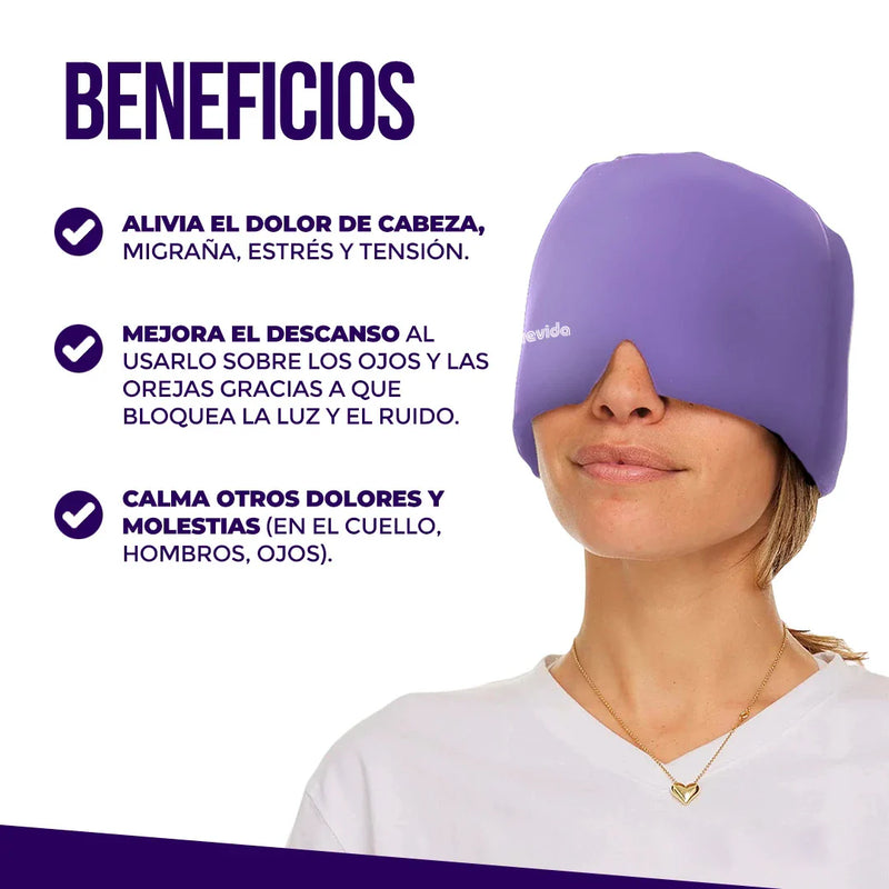 Gorro Gel Terapia de Compresión Frío/Calor OsteoFix®️ Alivia el Dolor de Cabeza y la Migraña