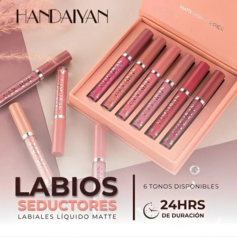 KIT DE 6 LABIALES HANDAIYAN DE LARGA DURACIÓN💄💋